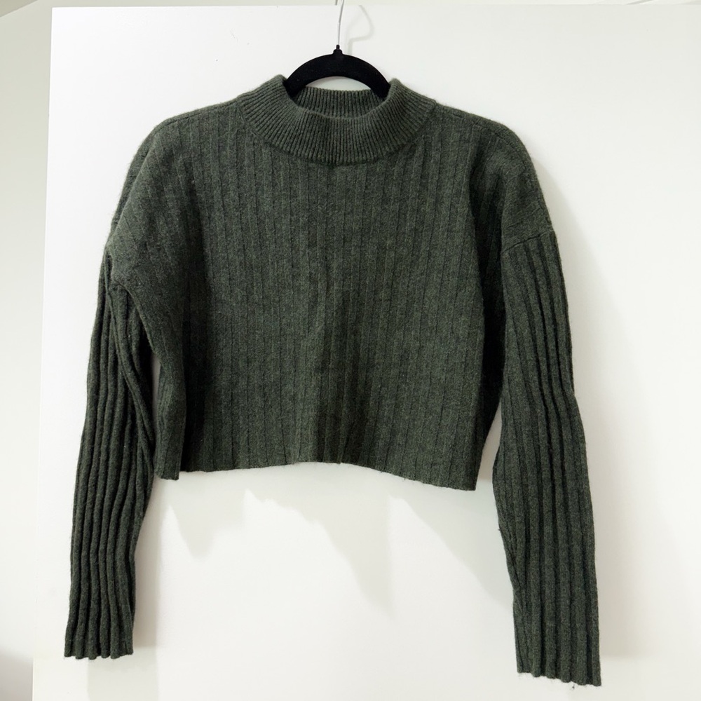 Madewell Olive Green Ribbed Turtleneck Sweater